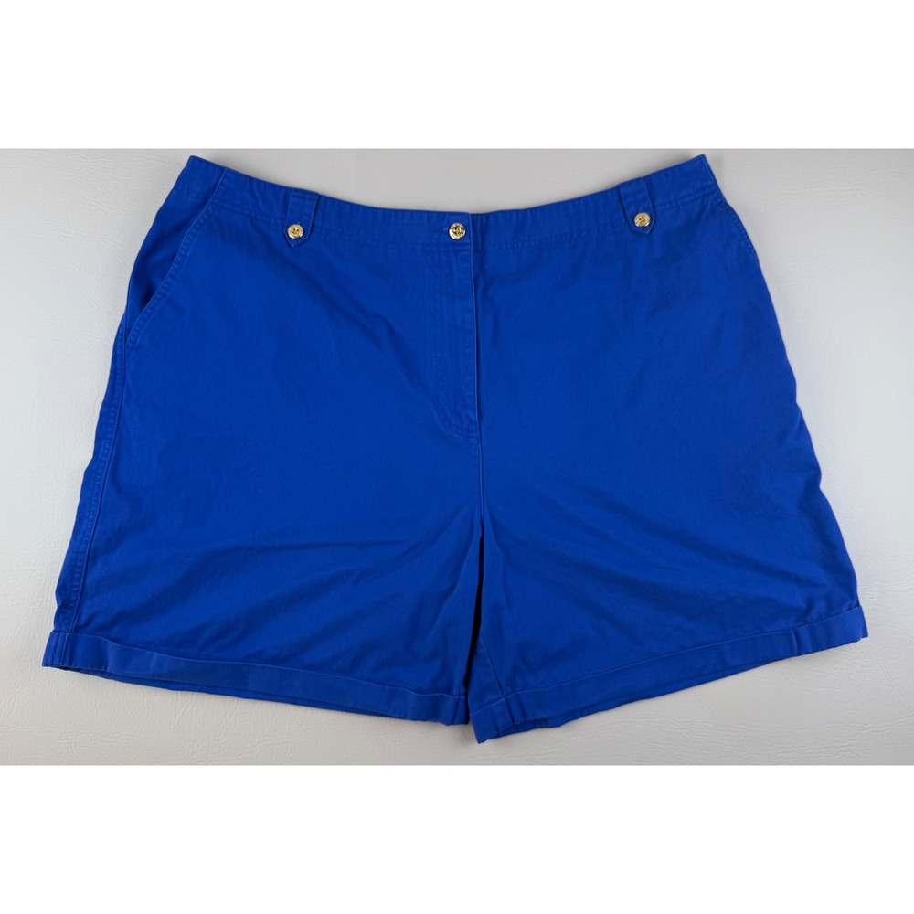 Lauren‎ Ralph Lauren Coastal Preppy Blue Chino Shorts Cotton Cuffed